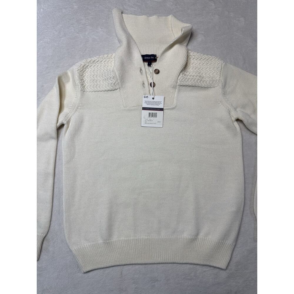 Armor-Lux Pull Camionneur Milk Wool Blend Fisherman Sweater SZ S Coastal Prep